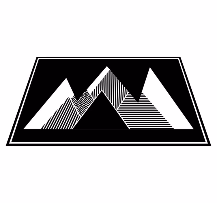 Kids vinyl rug black and white striped mountains - TenStickers