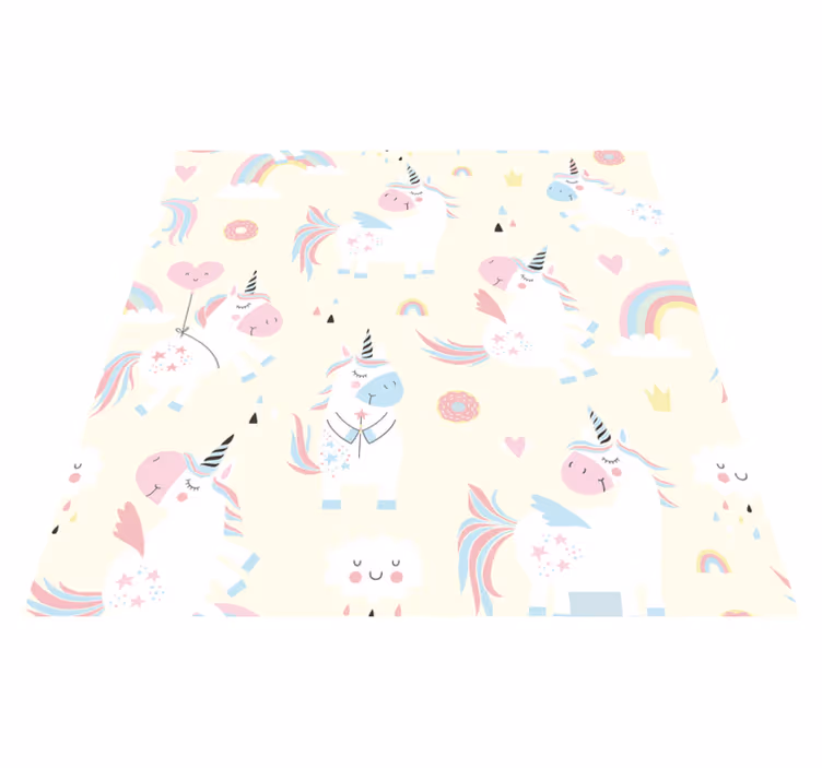 Kids vinyl rug with joyful unicorns in wonderland - TenStickers