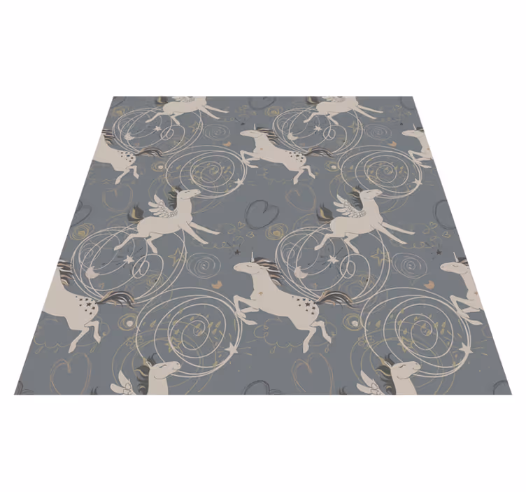 Kids vinyl rug featuring pegasus unicorns on dark - TenStickers