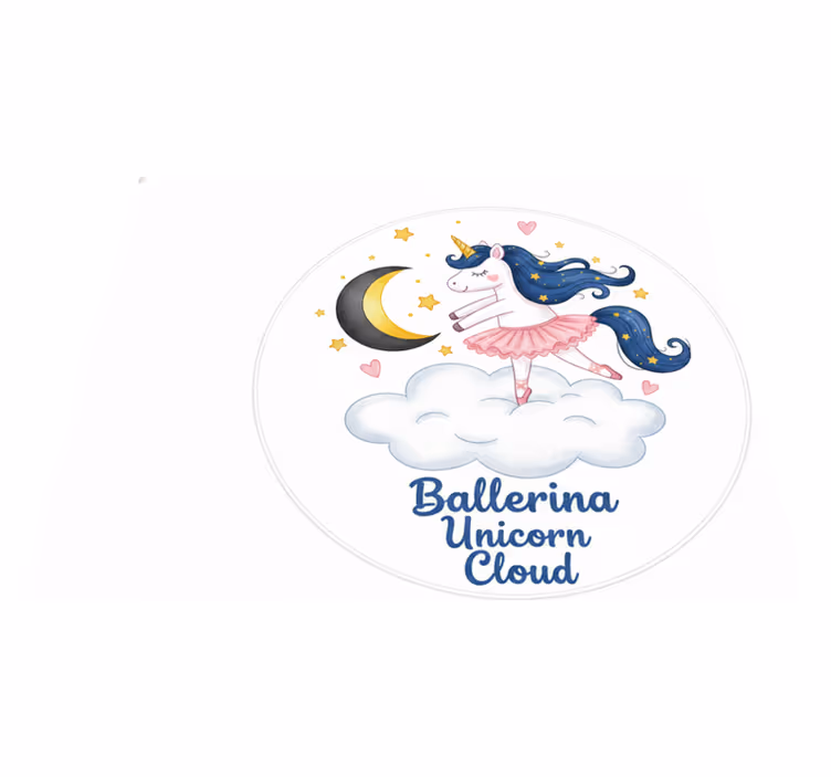 Kids vinyl rug ballerina unicorn on cloud - TenStickers