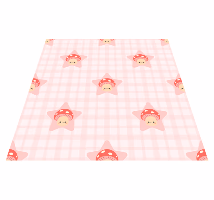 Kids vinyl rug with cute pink mushroom design - TenStickers