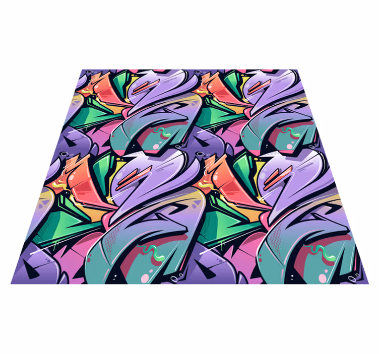 Entrance hall vinyl rug in vibrant graffiti art - TenStickers