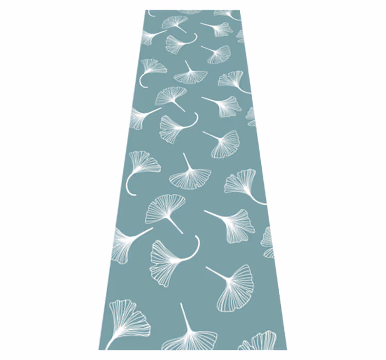 Living room vinyl rug with light blue ginkgo leaves pattern - TenStickers