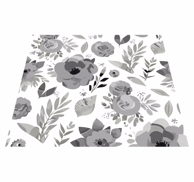 Grey vinyl rug aquarella flowers design - TenStickers