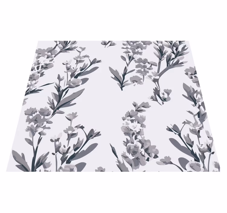 Grey vinyl rug with floral design - TenStickers
