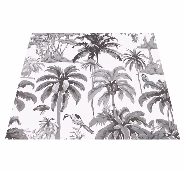 Grey vinyl rug with palm trees - TenStickers