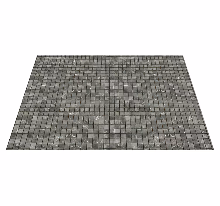 Grey vinyl rug with black tiles design - TenStickers
