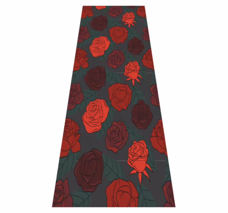 Hallway vinyl rug with multiple roses and leaves - TenStickers