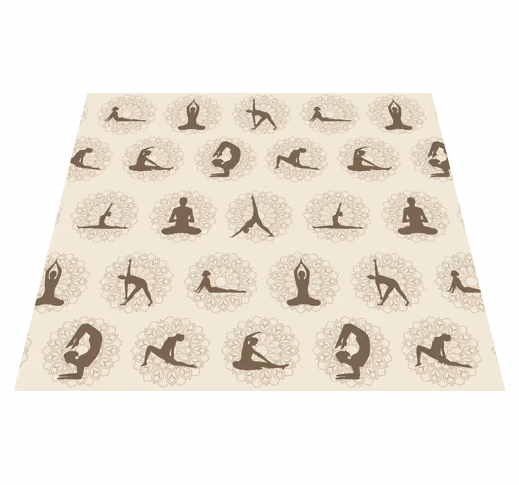 Beige vinyl rug with brown yoga symbols - TenStickers
