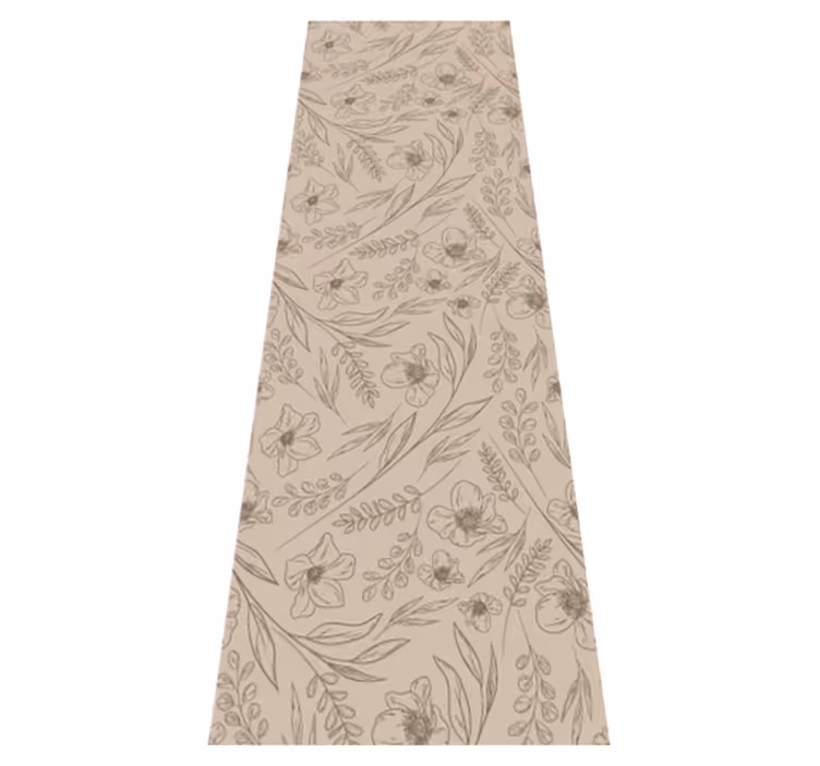 Beige vinyl rug taupe floral design - TenStickers