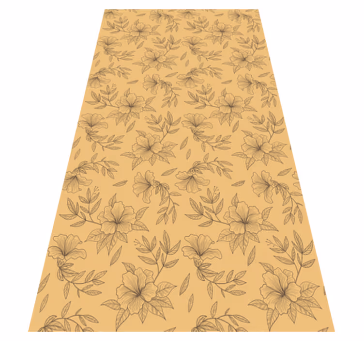 Beige vinyl rug with elegant floral design - TenStickers
