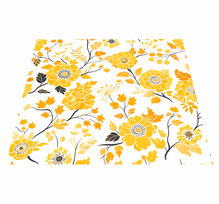 Yellow vinyl rug in japanese aesthetic design - TenStickers