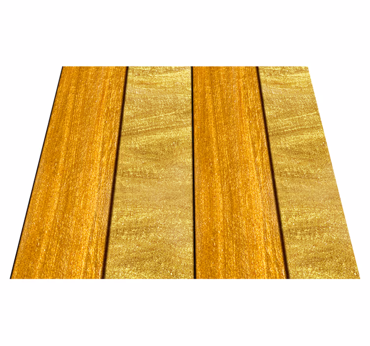 Yellow vinyl rug with textured wood look - TenStickers