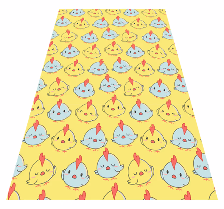 Yellow vinyl rug with yellow baby chick pattern - TenStickers