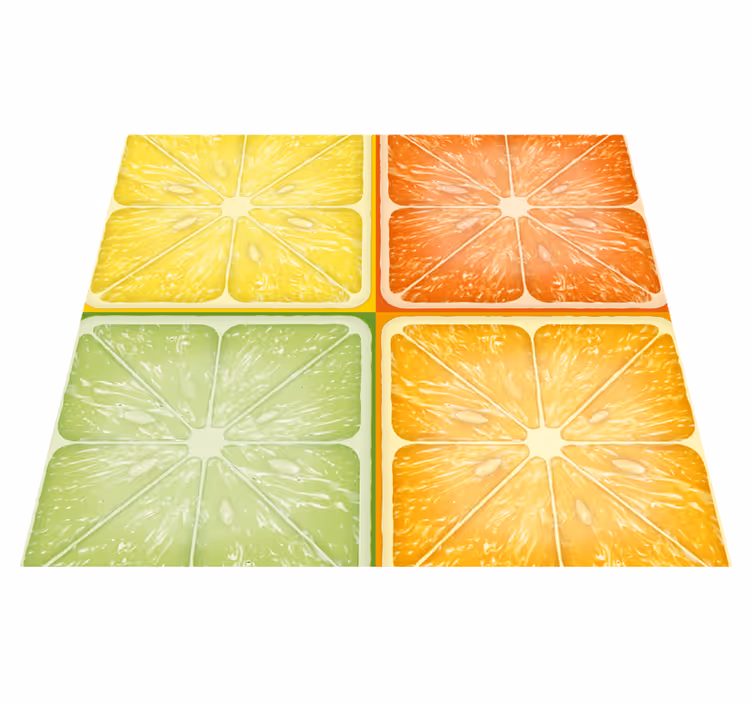 Yellow vinyl rug with vibrant citrus texture - TenStickers