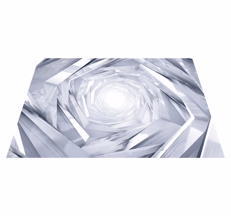 White vinyl rug abstract geometric tunnel design - TenStickers