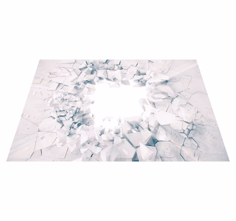 White vinyl rug with dynamic geometric patterns - TenStickers
