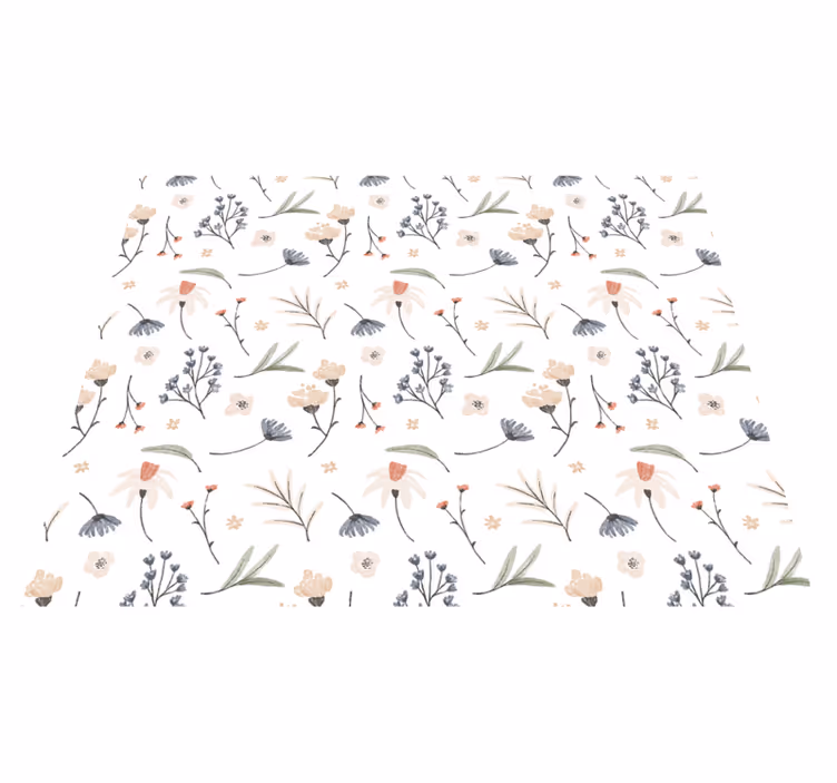 White vinyl rug with watercolor floral design - TenStickers