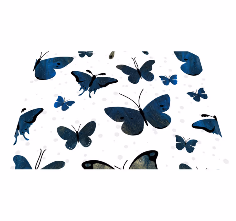White vinyl rug blue glitter butterfly wing - TenStickers