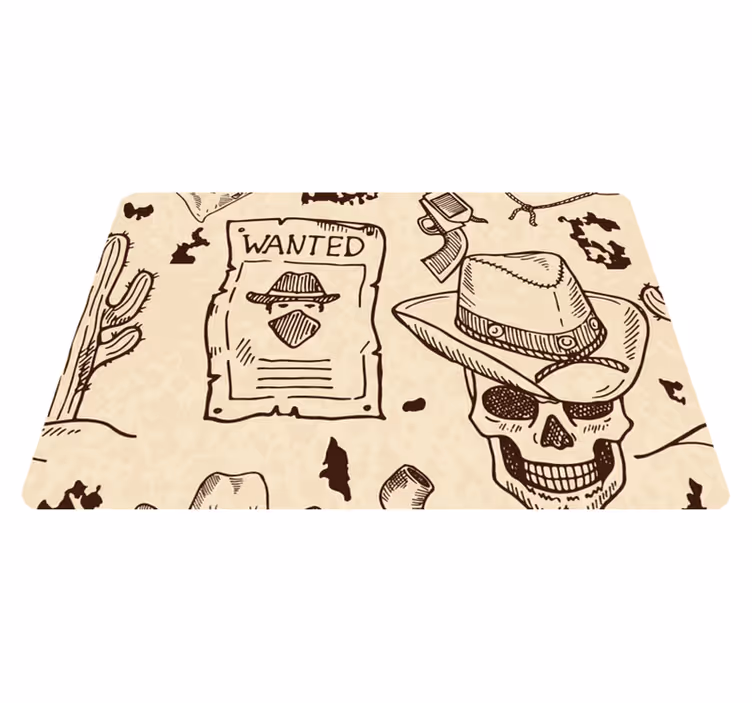 Brown vinyl rug with western icons design - TenStickers