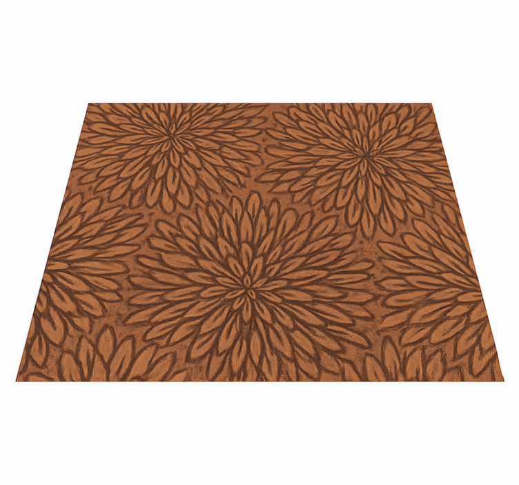 Brown vinyl rug modern coral bloom burst - TenStickers