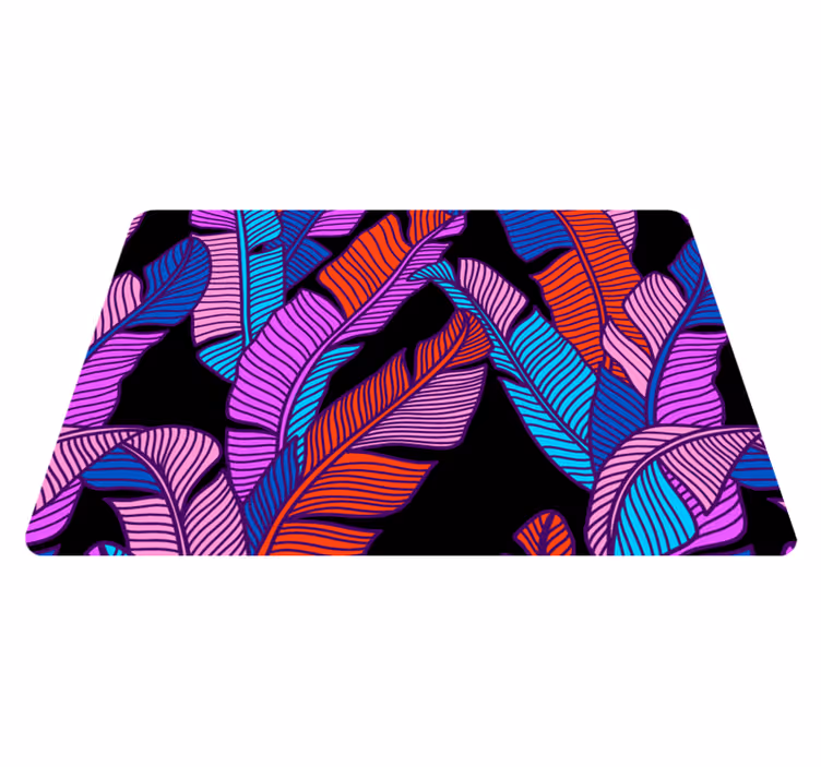 Purple vinyl rug with original splashy floral design - TenStickers
