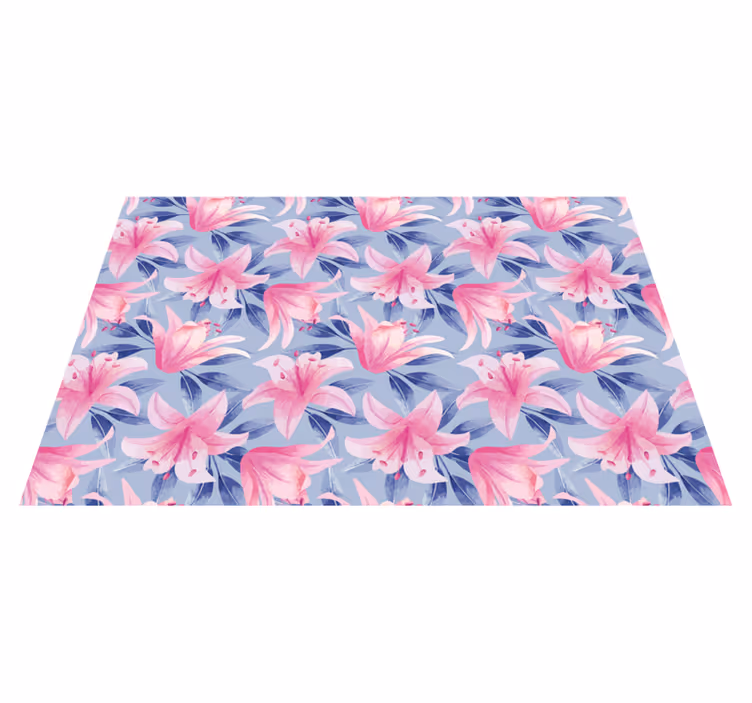 Purple vinyl rug with pink and purple floral design - TenStickers