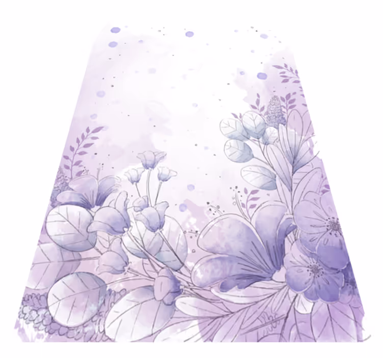 Purple vinyl rug with purple and blue flowers - TenStickers