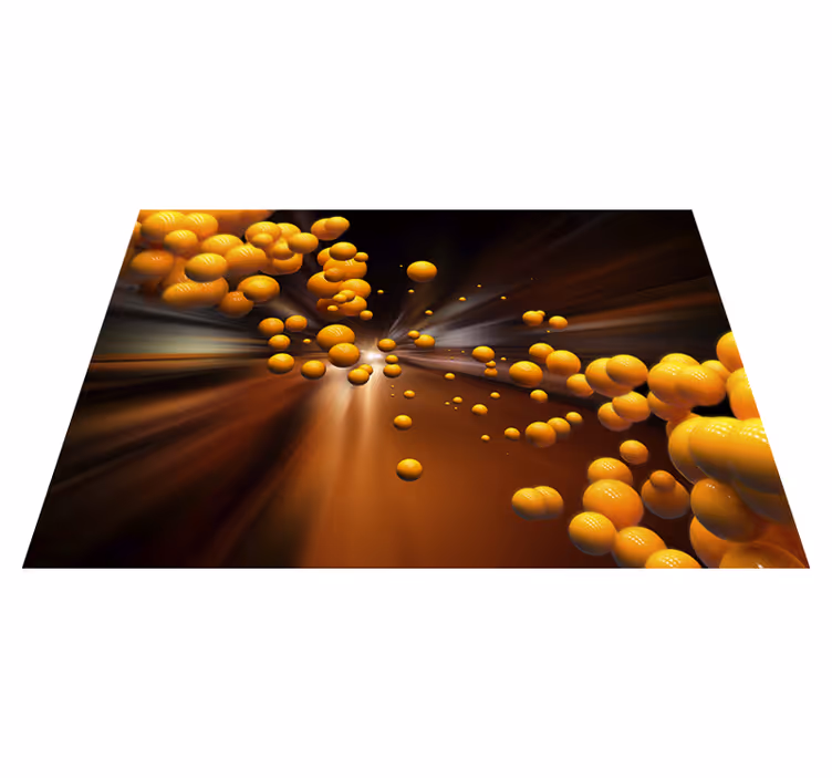 Orange vinyl rug in lively round burst design - TenStickers