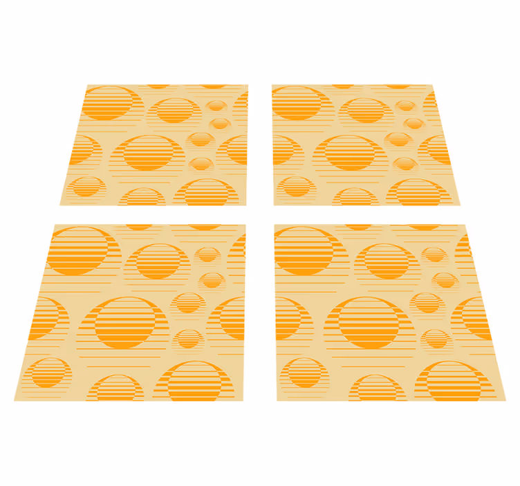 Orange vinyl rug with retro sun design - TenStickers