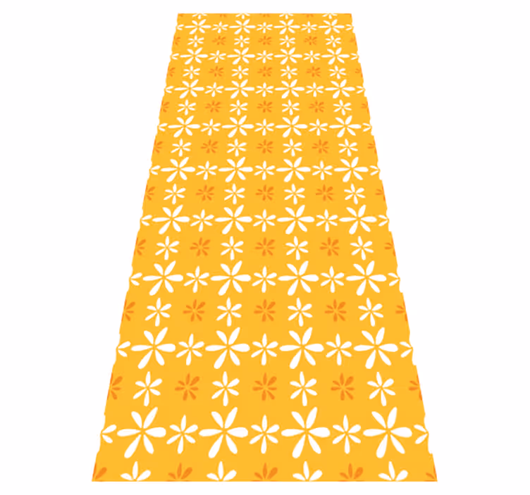 Orange vinyl rug with little white flowers - TenStickers