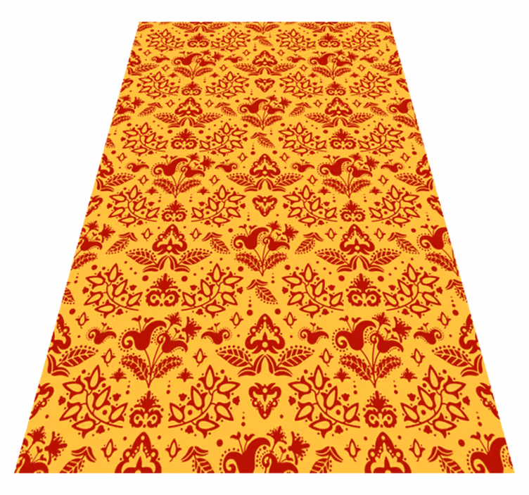 Orange vinyl rug floral line design - TenStickers