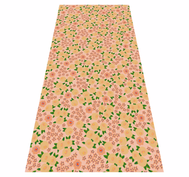 Orange vinyl rug with original floral pattern in peach - TenStickers