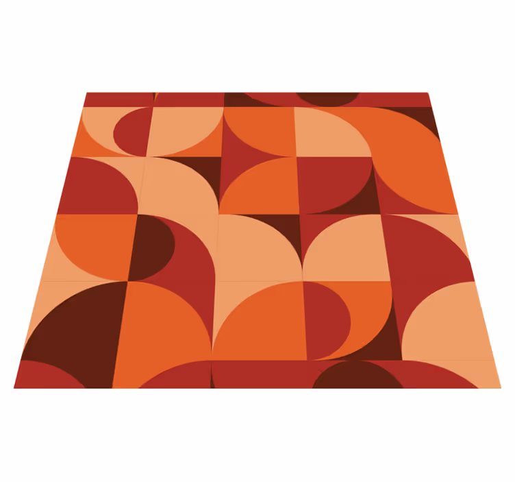 Orange vinyl rug in retro print red - TenStickers