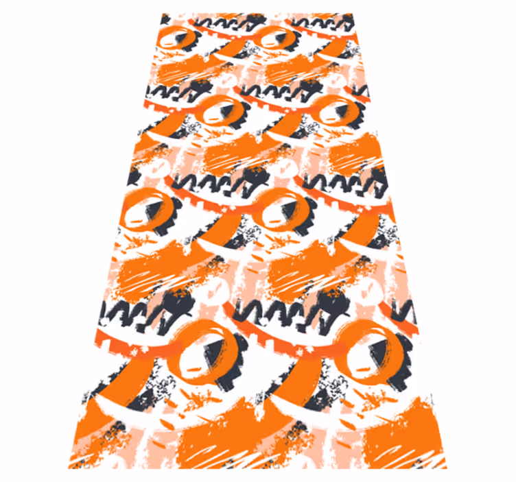 Orange vinyl rug with abstract orange watercolor strokes - TenStickers