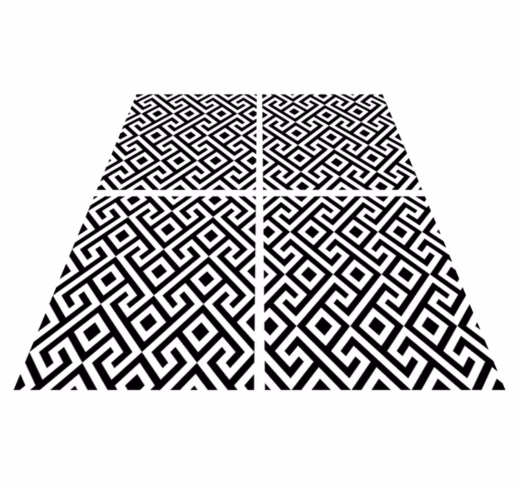 Black vinyl rug with black and white geometric design - TenStickers
