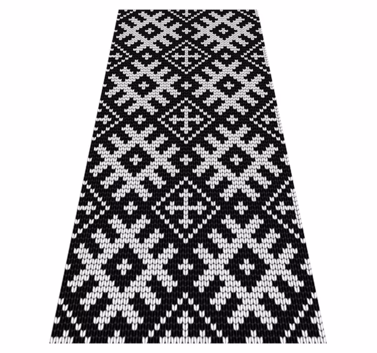 Black vinyl rug with viking chain squares design - TenStickers