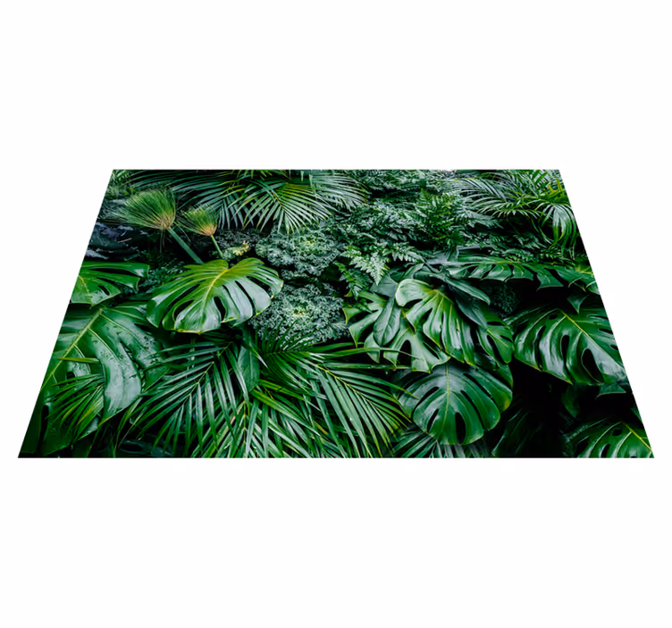 Green vinyl rug in sunny jungle design - TenStickers