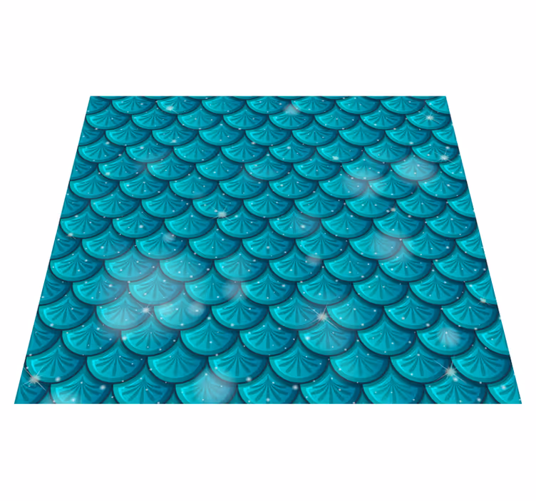 Green vinyl rug in mermaid blue scales - TenStickers