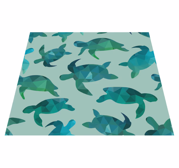 Green vinyl rug with green turtles design - TenStickers