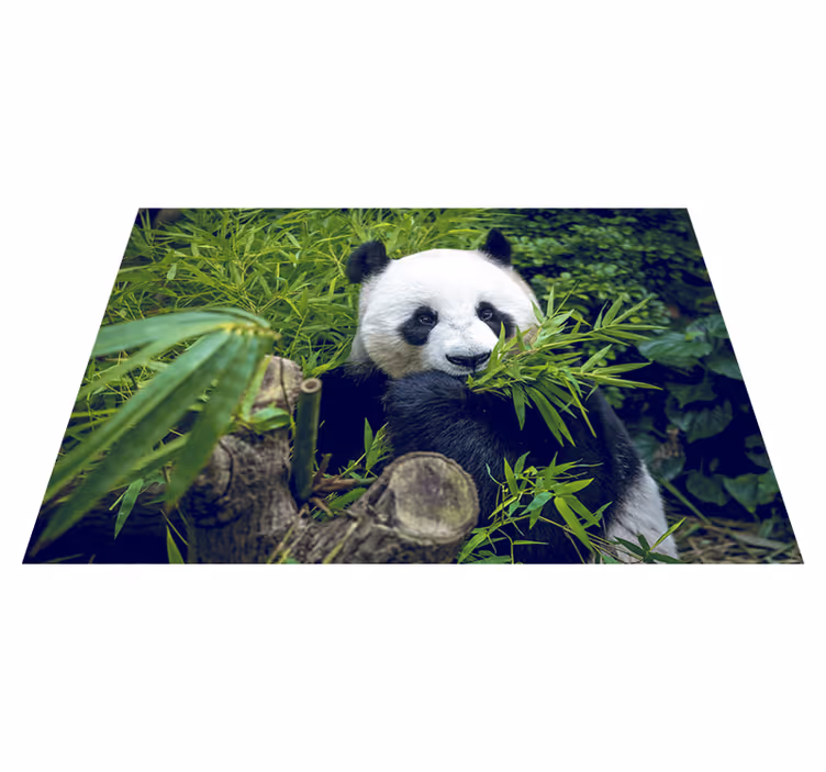Green vinyl rug cute panda - TenStickers