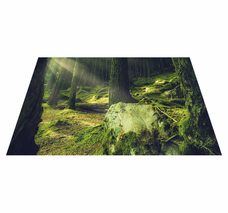 Green vinyl rug nature-inspired mossy stones - TenStickers