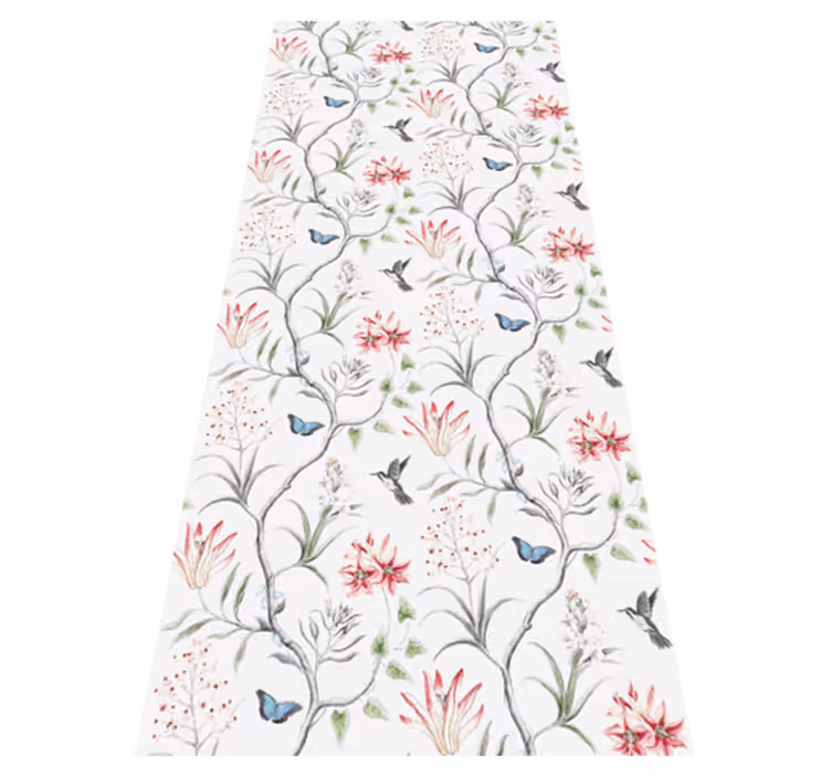 Outdoor vinyl rug with bird and butterfly design - TenStickers