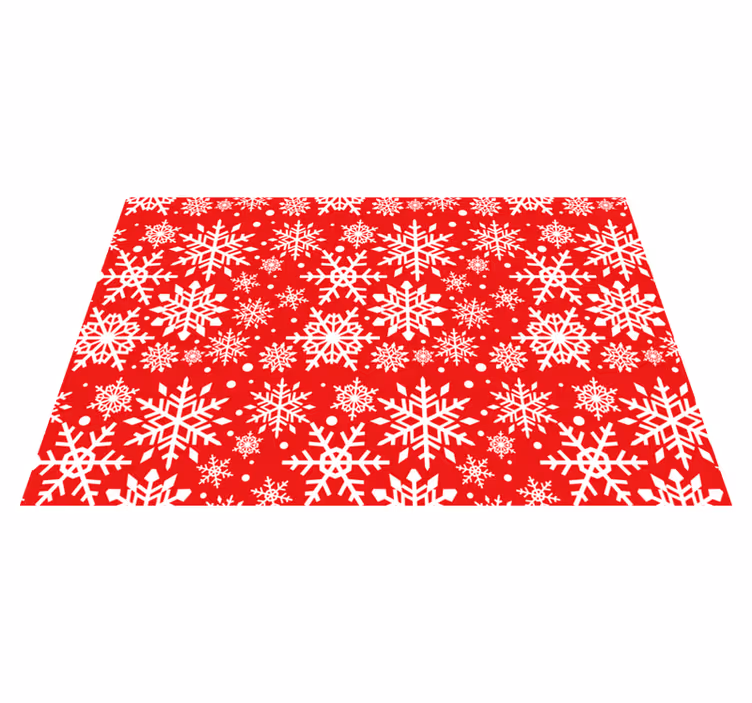 Red snowflakes red vinyl rug - TenStickers