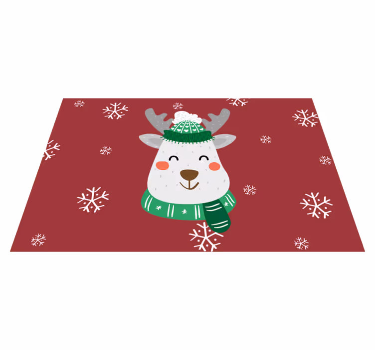 Red vinyl rug featuring christmas deer for children - TenStickers