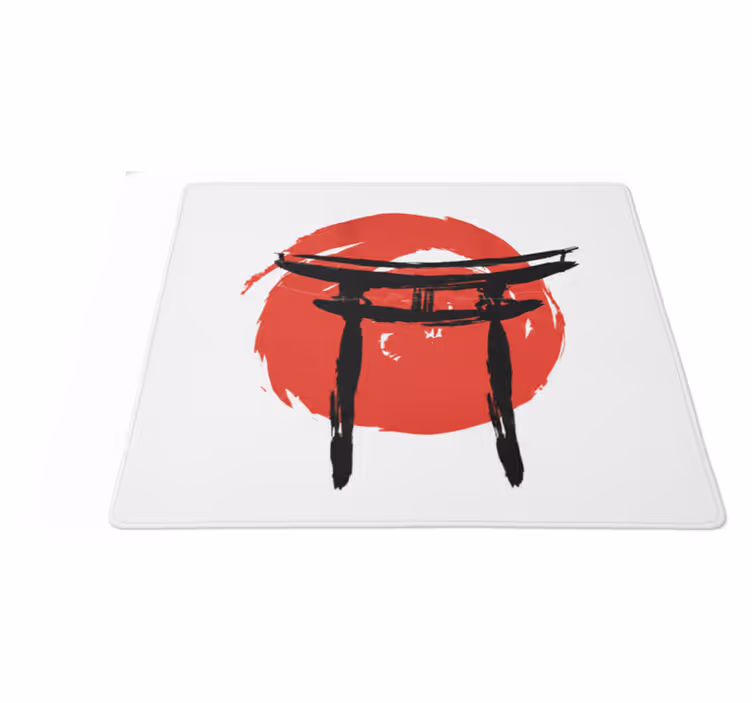 Red vinyl rug with japanese painted design - TenStickers