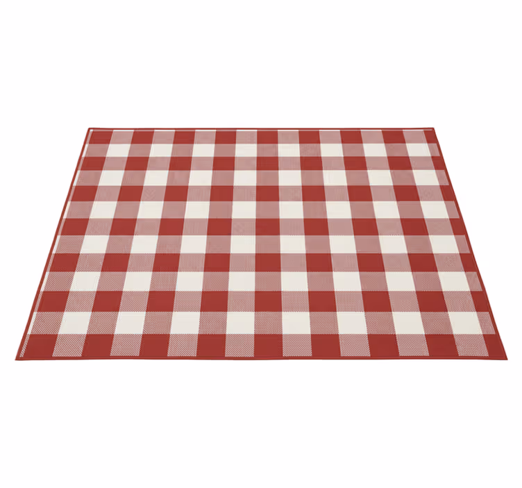 Red checked decoration red vinyl rug - TenStickers