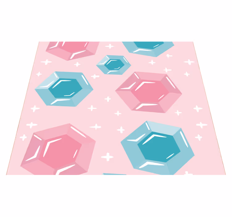 Pink vinyl rug with geometric colorful shapes - TenStickers