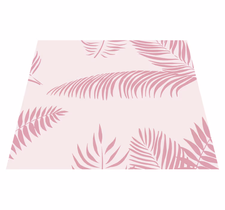 Pink vinyl rug with large palm leaves - TenStickers