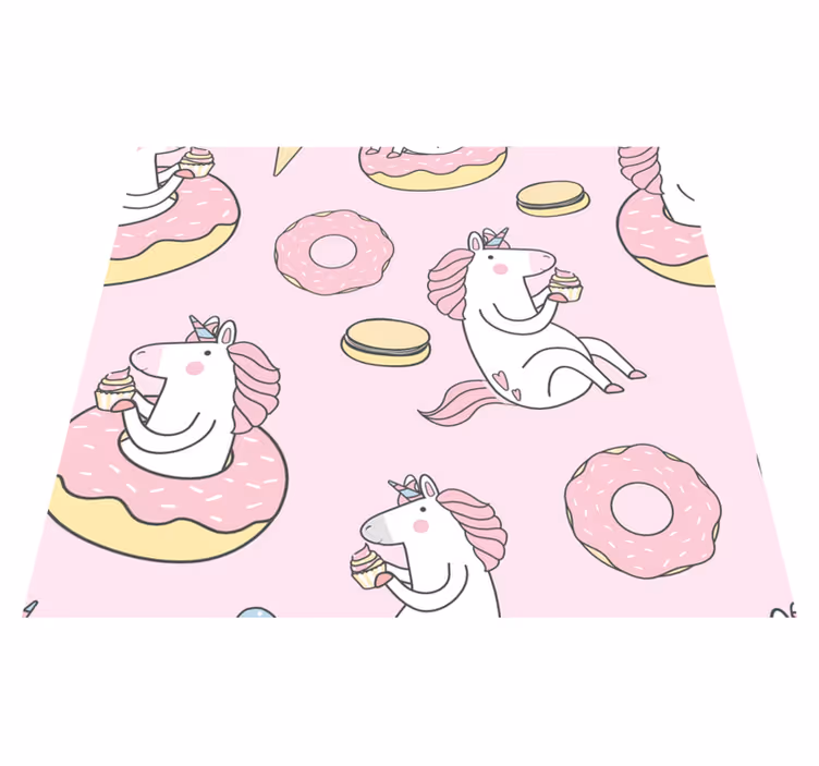 Pink vinyl rug unicorn wallpaper design - TenStickers